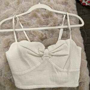 Anthropologie White Textured Women's Crop Top